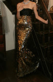Stunning Prom Dress Strapless Sequins Mermaid Gala Gown Fomal Evening Dress 18th Birthday Party Dress HZ0319