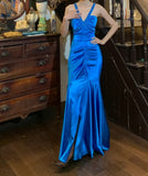 Stunning Prom Dress Royal Blue V-neck Pleated Mermaid Gala Gown Formal Evening Dress 18th Birthday Party Dress HZ0319