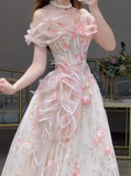 A Line Stunning Prom Dress Off Shoulder Floral Prom Dress Evening Gown Birthday Party Dress HZ0319