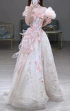 A Line Stunning Prom Dress Off Shoulder Floral Prom Dress Evening Gown Birthday Party Dress HZ0319