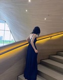 Beach Vacation Spaghetti Straps Backless Lace-up Pleated Long Dress High - Slit Skirt Dress Women Summer Dress HZ0319