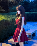 Beauty A Line Straps Pleated Short Party Dress Women Summer Sweet Dress HZ0319