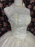 Beauty Strapless Flower Bowknot Rhinestone Lace Pleated Ball Gown Quinceanera Dress Birthday Dress Prom Dress HZ0319