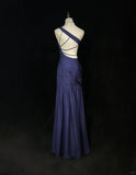 Beauty Asymmetrical Shoulder Pleated Backless Prom Dress Evening Dress Party Dress HZ0319
