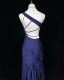 Beauty Asymmetrical Shoulder Pleated Backless Prom Dress Evening Dress Party Dress HZ0319