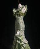 Beauty Ruffle Sequins Pleated Floor Length Prom Dress Evening Dress Gala Dress HZ0319