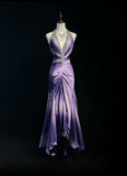 Elegant Halter Crystal Backless Pleated Prom Dress Evening Dress Gala Dress HZ0319