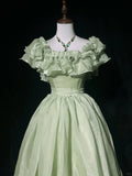 Sweet Square Neckline Ruffle Pleated with Bowknot Prom Dress Evening Dress Gala Dress HZ0319