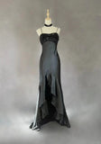 Elegant Spaghetti Straps Beading Hi-lo Ruffle Prom Dress Evening Dress Gala Dress HZ0319