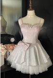 Shiny Spaghetti Straps Crystal Pleated Tiered Tulle Short Prom Dress Back to School Outfits Homecoming Dress Sweet 16 Dress Princess Dress HZ0319