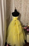 Sweet Ball Gown Strapless Tulle Flower Prom Dress Evening Dress Quinceanera Dress Princess Dress HZ0319