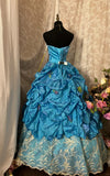 Elegant Ball Gown Strapless Pleated Flower Prom Dress Evening Dress Sweet 16 Dress Princess Dress HZ0319