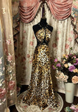 Sexy Prom Dress Halter Backless Leopard Print Long Prom Dress Evening Dress Gala Dress Party Dress HZ0319