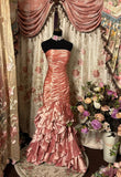 Stunning Prom Dress Strapless Pleated Long Evening Dress Gala Dress Business Dinner Dress HZ0319