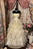 Elegant Prom Dress Strapless Pleated Tiered Ball Gown Evening Dress Birthday Party Dress HZ0319