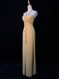 Elegant Prom Dress Halter Pleated Ruffle Evening Dress Gala Dress Business Dinner Dress HZ0319