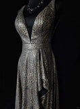 Sexy Prom Dress V-neck Backless Leopard Print Long Prom Gown Evening Dress Gala Dress Business Dinner Dress HZ0319