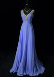 Gorgeous Prom Dress A Line V-neck Crystal Pleated Evening Dress Prom Gown Gala Dress Business Dinner Dress HZ0319