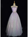 Shiny Prom Dress Strapless Prom Gown Evening Dress Gala Dress Business Dinner Dress Party Dress HZ0319
