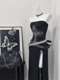 Sexy Prom Dress Strapless Long Black Dress Birthday Party Dress Halloween Custome Dress HZ0319