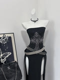 Sexy Prom Dress Strapless Long Black Dress Birthday Party Dress Halloween Custome Dress HZ0319