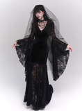Newest Halloween Costume Black Women Teenage Girl Dress Long Sleeves Gothic Dress Party Dress HZ0319