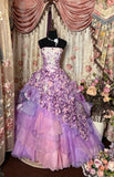 Sweet Ball Gown Strapless Tiered Prom Dress Evening Dress Quinceanera Dress Party Dress HZ0319