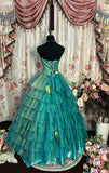 Charming Prom Dress Strapless Pleated Tiered Ball Gown Evening Dress Dancing Dress Masquerade Ball HZ0319