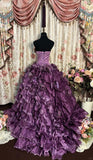 Gorgeous Prom Dress Strapless Pleated Flower Ball Gown Evening Dress Masquerade Ball Gala Dress HZ0319