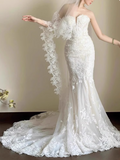 Beauty Wedding Dress Sweetheart Lace Mermaid Prom Dress Evening Dress Gala Dress HZ0319
