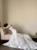 Beauty Wedding Dress Sweetheart Lace Mermaid Prom Dress Evening Dress Gala Dress HZ0319