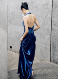 Elegant Prom Dress Halter Pleated Prom Gown Evening Dress Gala Dress HZ0319