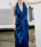 Elegant Prom Dress Halter Pleated Prom Gown Evening Dress Gala Dress HZ0319
