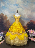 Sweet Prom Dress Yellow Pleated Tiered Evening Dress Ball Gown Quinceanera Dresses HZ0319