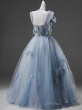 Elegant Prom Dress Spaghetti Straps Pleated Tulle Ball Gown Evening Dress Sweet 16 Dress HZ0319