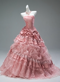 Sweet Prom Dress Strapless Tiered Pleated Ball Gown Evening Dress Quinceanera Dress Gala Dresses HZ0319