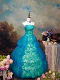 Sweet Prom Dress Strapless Tiered Ball Gown Evening Dress Quinceanera Dress HZ0319