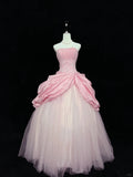 Cute Ball Gown Strapless Pleated Tulle Evening Dress Quinceanera Dress Prom Dress HZ0319