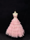 Sweet Ball Gown Strapless Tiered Ruffle Evening Dress Quinceanera Dress Prom Dress HZ0319