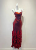 Charming Prom Dress Spaghetti Straps Ruffle Prom Gown Evening Dress Gala Dress HZ0319