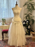 Elegant Prom Dress A Line Spaghetti Straps Pleated Tulle Gala Dress Evening Dress HZ0319