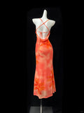 Stunning Women Dress Spaghetti Straps Backless Print Vacation Dress Birthday Party Outfits HZ0319