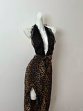 Sexy Prom Dress Halter Leopard Print Evening Dress Birthday Party Dress HZ0319