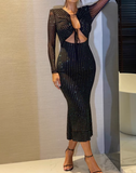 Shiny Prom Dress Lace-up Fitted Party Dress HZ0319