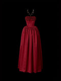 Stunning Prom Dress Strapless Rose Pleated Prom Gown Evening Dress Gala Dress HZ0319