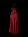 Stunning Prom Dress Strapless Rose Pleated Prom Gown Evening Dress Gala Dress HZ0319