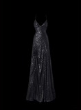 Shiny Prom Dress V-neck Pleated Evening Dress Prom Gown Gala Dress HZ0319