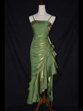 Stunning Prom Dress Spaghetti Straps Pleated Ruffle Birthday Party Dress Evening Dress Cocktail Dress HZ0319