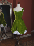 Cute Homecoming Dress Velvet A Line Square Neck Short Prom Dress Birthday Party Dress Cocktail Dress HZ0319