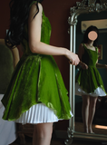 Cute Homecoming Dress Velvet A Line Square Neck Short Prom Dress Birthday Party Dress Cocktail Dress HZ0319